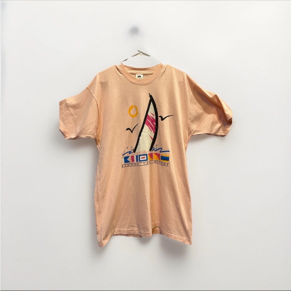 Vintage Atwood Lake Tshirt Size XL pink